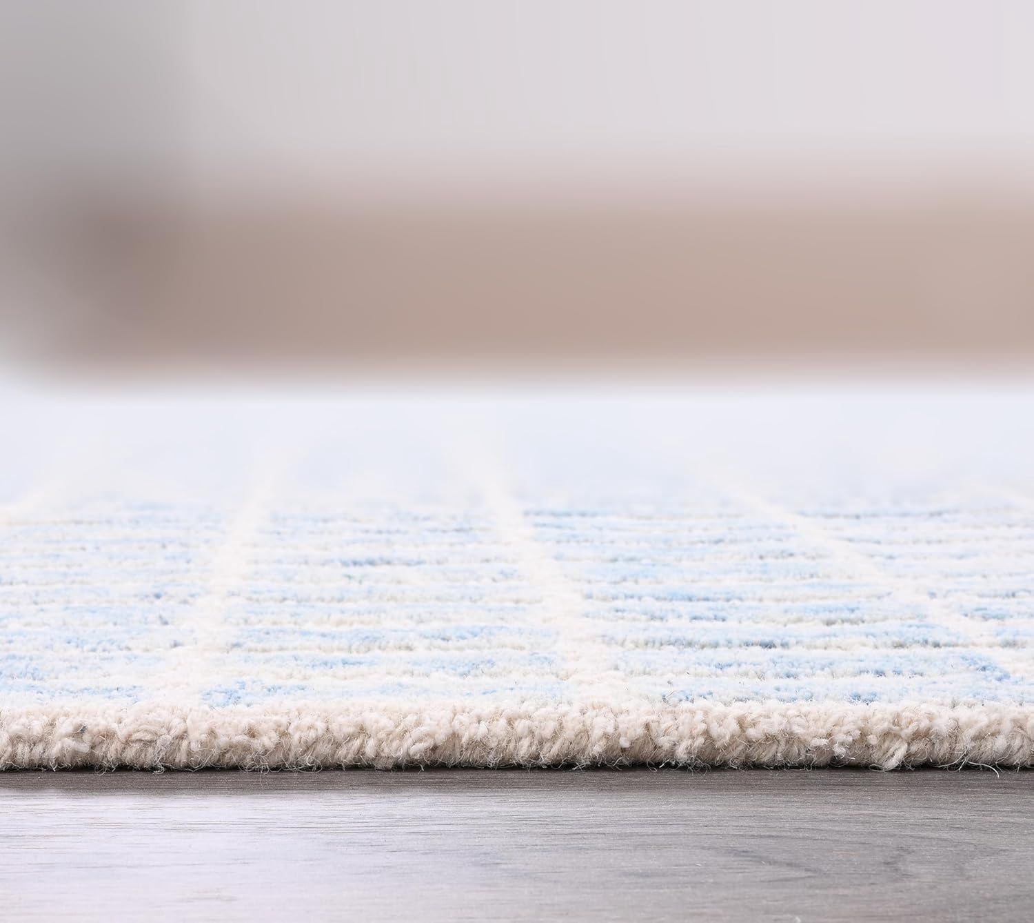 Natural Weave Hand-Tufted Wool Area Rug, Blue, 8 x 10 ft, Rectangle