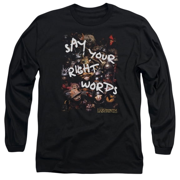 Labyrinth Right Words Long Sleeve Adult 18/1 T-Shirt Black
