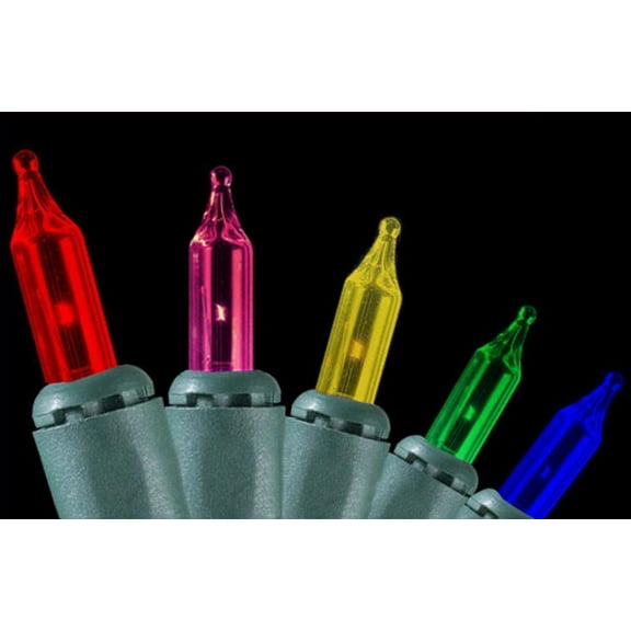 J. Hofert Co 100ct Everglow Mini Christmas String Light Set Green Wire - Multi-Color