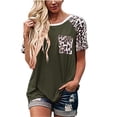 thumbnail image 1 of Camiseta de mujer blusa de cuello Estampado top de manga corta ejercito verde XXL Jumpingount, 1 of 3