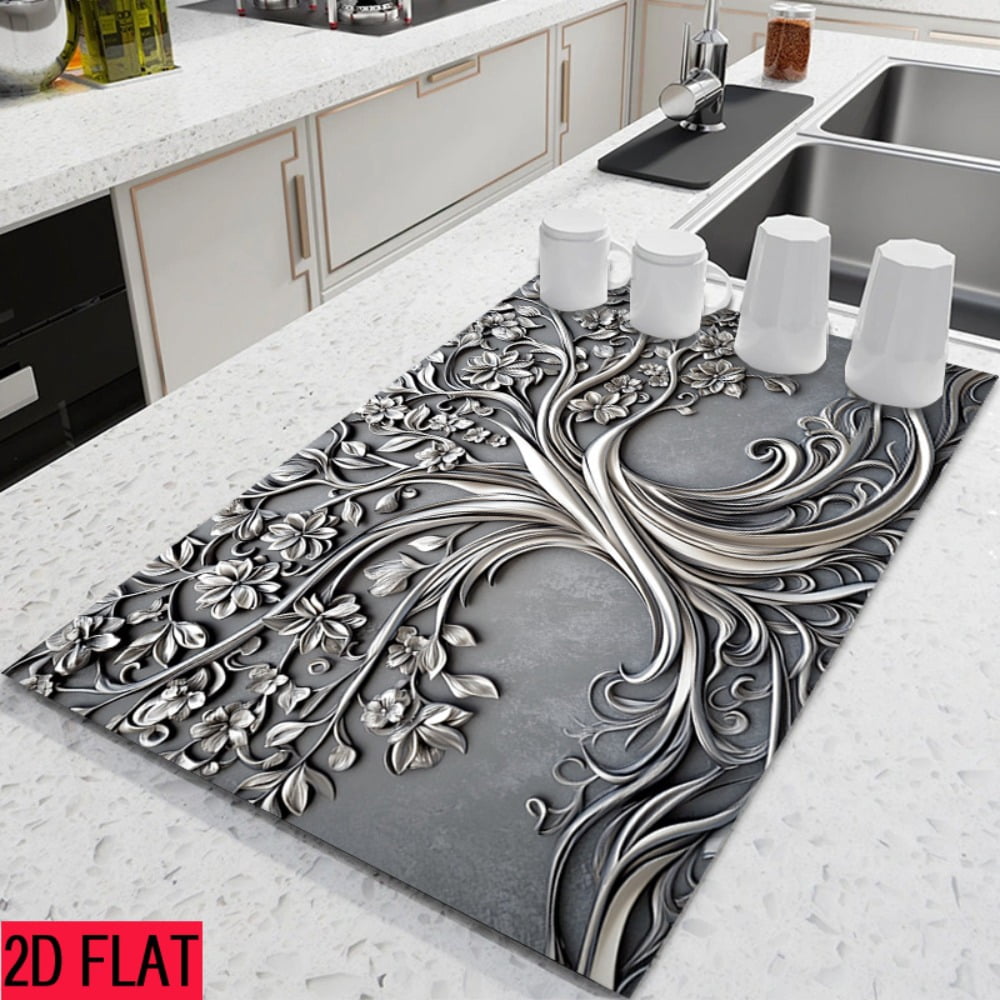 2D flat 1 kitchen stove cover, simple and artistic pattern design, Nordic-style kitchen mat, coffee machine mat, operation counter decoration, the first choice for kitchen gifts. The size is 28.3x20.
