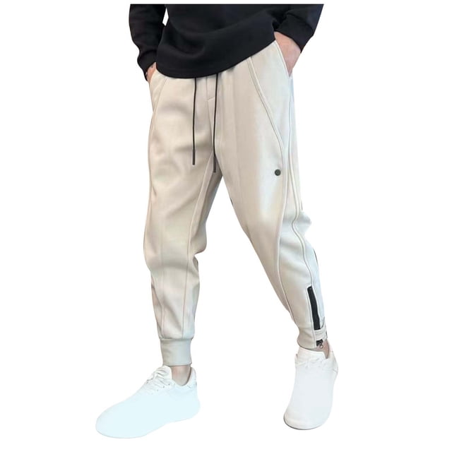 Zszcpp Wide Leg Pants Men'S Pocket Sports Drawstring Leisure Embroidered Label Straight Vogue Trousers Casual Trouser