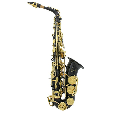 LADE Brass Engraved Eb E-Flat Alto Saxophone Sax Abalone Shell Buttons Wind Instrument with Case Gloves Cleaning Cloth Belt