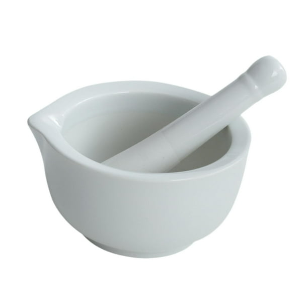 Tazón de cerámica para moler, utensilios de cocina para el hogar, mortero de porcelana práctico y fácil de usar. Blanco