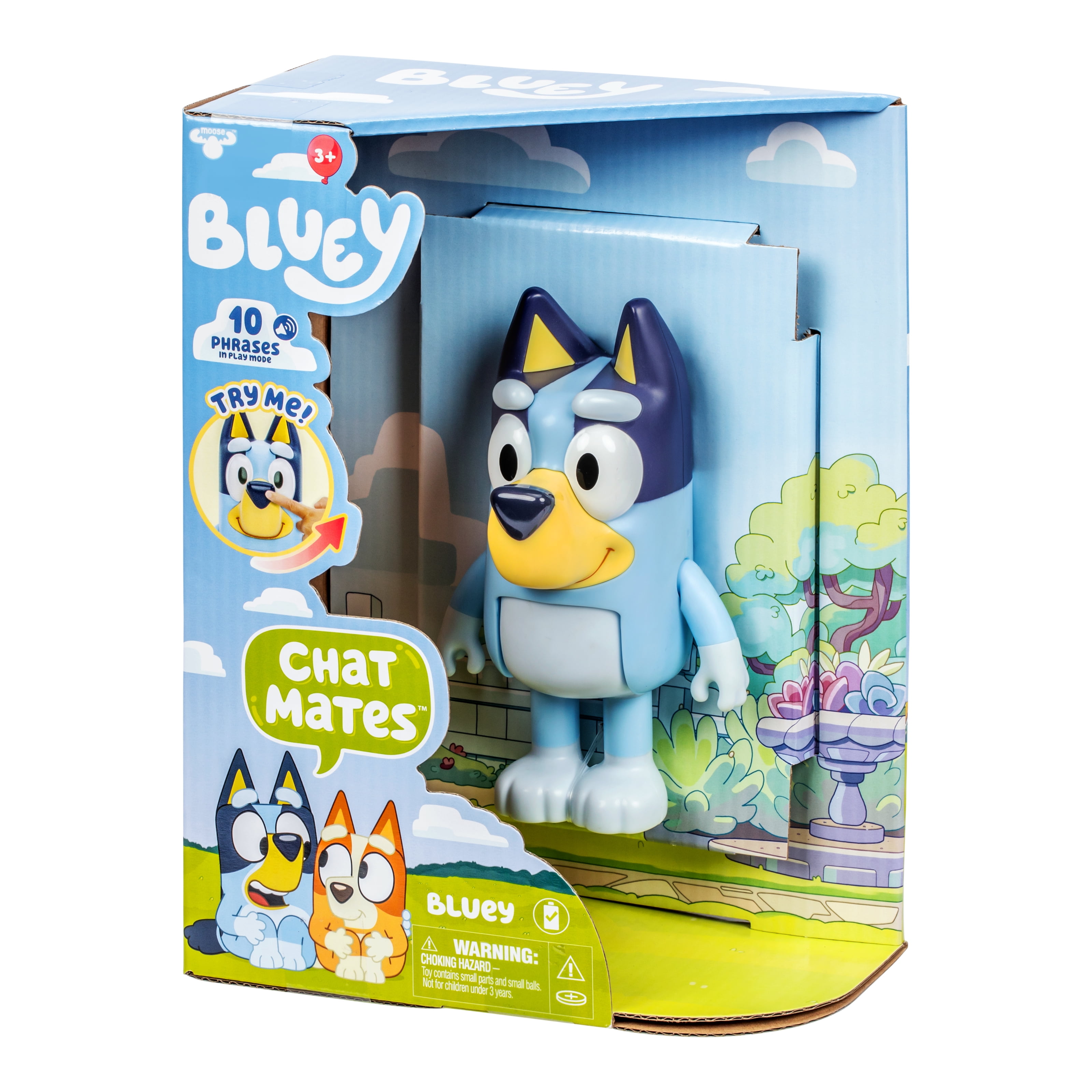 Bluey Chat Mates, Press Bluey's Nose and Hear 10 phrases from the Show, Stands 6 In Tall, Ages 3+
