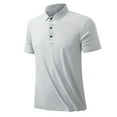 thumbnail image 2 of Summer Savings! Ahuyic Mens Polo Shirts Summer Lapel Solid Button Daily Casual Outdoor Shirt/T-shirt Gray B M, 2 of 7