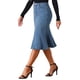 thumbnail image 4 of Falda Midi de Jean Denim de Cintura Alta Estilo Fishtail Bodycon para Mujeres Inspire Chic M Azul Cielo, 4 of 6