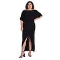 thumbnail image 3 of Plus Size Batwing Sleeve Front Slit Maxi Dress, 3 of 8