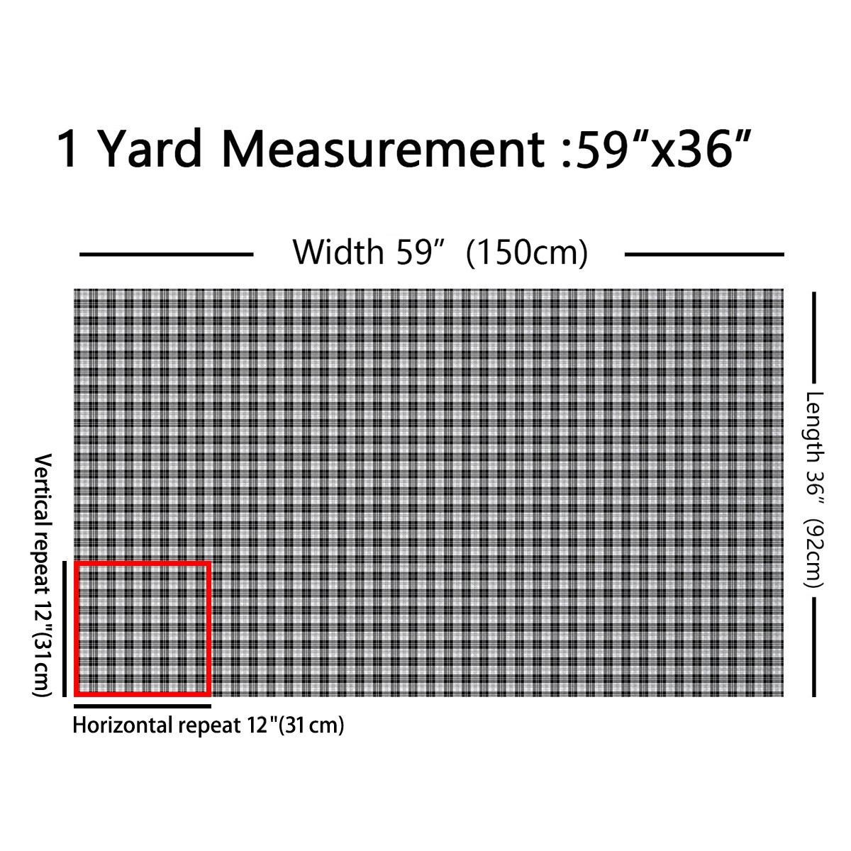 Feelyou Black Plaid Adult Fabric by the Yard 2 Yards, Checkered Geometric Room Decor Fabric by the Yard, Chic Fashion Fabric for Sewing, Lightweight Room Decor