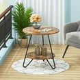 thumbnail image 3 of End Table, 2 Tier Round Side Table with Shelves, Industrial Wood Nightstand Bedside Table Small Coffee Accent Table for Living Room Bedroom, 3 of 7