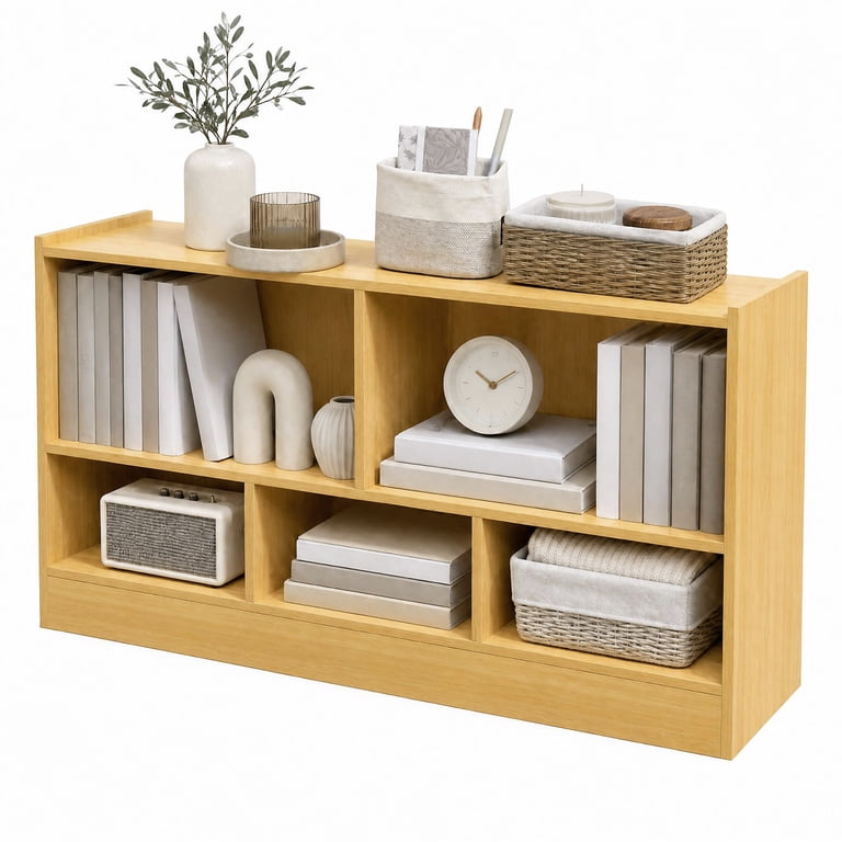 Costway Kids 5-Cube Storage Cabinet with Shelves, Beige photo 1