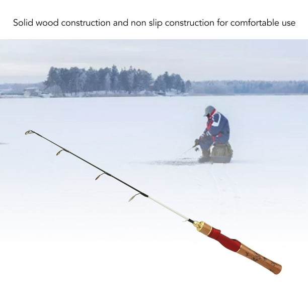 Ice Fishing Rod,Wooden Grip Mini Fishing Pole Small Sea Pole Ice