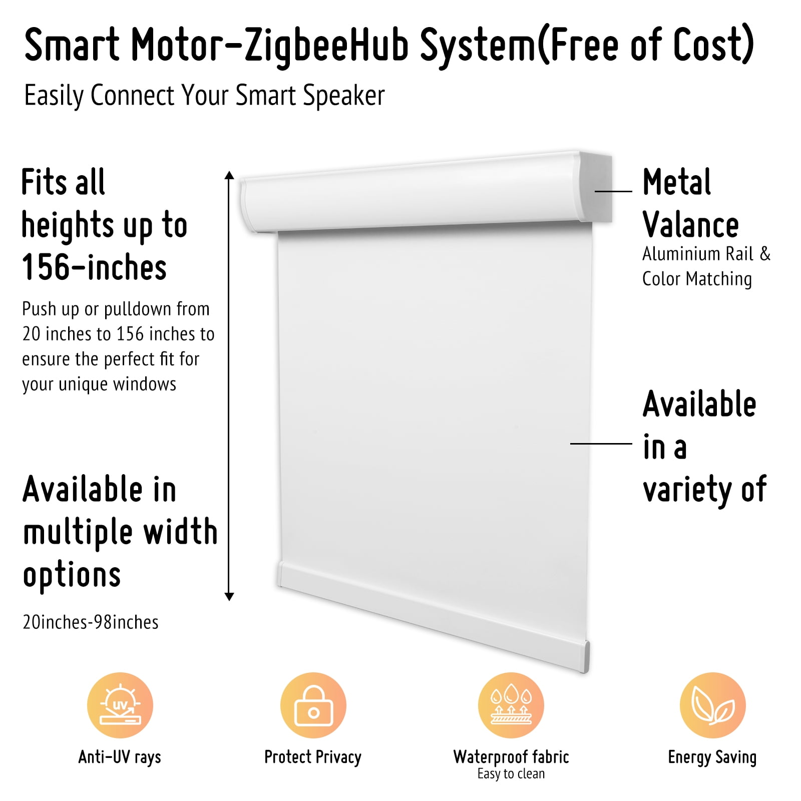 Keego Smart Motorized Roller Shades Work with WI-Fi Intelligent Sensor Shades with Remote Window Blinds work with Alexa Google for Smart Home Office,22"Wx36"H(White, Light Fithering)