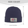 thumbnail image 3 of ZICANCN Lotus Feathers Boho Knit Beanie Hat, Winter Cap Soft Warm Classic Hats for Men Women, Navy Blue, 3 of 8
