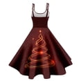 thumbnail image 3 of Elegant Women's Red Christmas Dress with Snowflake Print, Sleeveless A-Line Party Gown for Festive Celebrations, 3 of 3