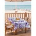 thumbnail image 2 of Outdoor Tablecloth with Umbrella Hole for Patio/Picnic/Party/Camping, Purple Flowers Waterproof Table Cloth Rectangle Table Cover Washable, Butterfly Spring Floral Checkered Farmhouse (60"x 84"), 2 of 8