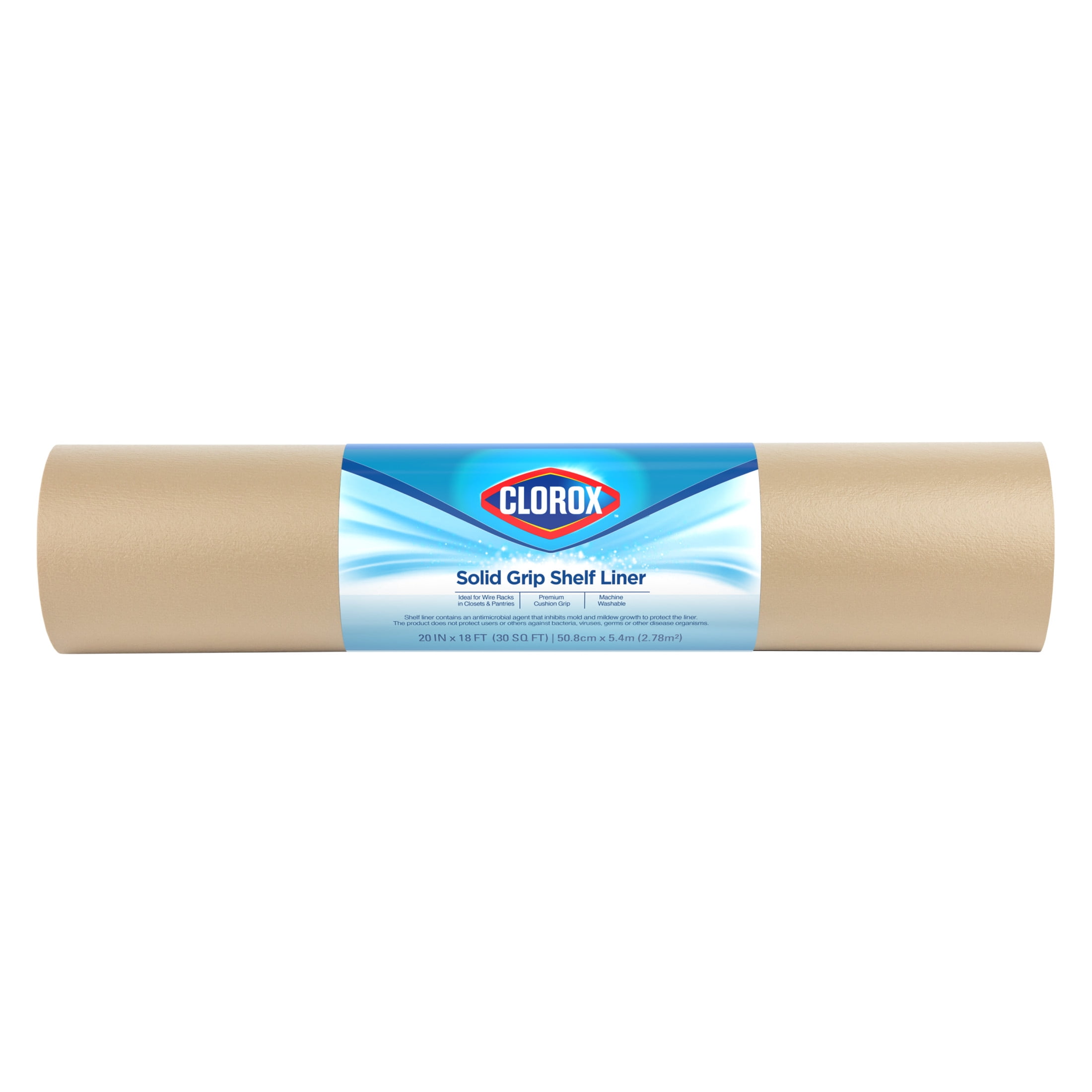 (2 pack) Solid Grip Shelf Liner with Clorox, Taupe, 20 in. x 18 ft. Roll