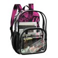 thumbnail image 2 of Large Clear PVC Backpack Heavy Duty See Through Backpack for Adults Work Travel, Punk Pink-collage Printed 12L, 2 of 8