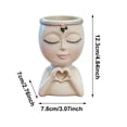 thumbnail image 3 of Girls Face Planter Pot with Heart Hands Indoor Resin Head Planter, White | Cute Home Decor Succulent Container has Drainage Hole Cactus Herbs Shelf Office Gardening, Teacher Gifts, 3 of 6