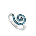 thumbnail image 4 of Simulated Turquoise Spiral Wave Twist Statement Ring .925 Sterling Silver Band Blue CZ Female Size 5, 4 of 4