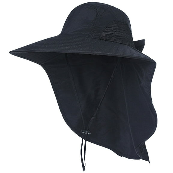 DQRPSEETB Sun Hats for Women Men Summer Quick Drying Outdoor Fishing Bucket Beach Visor Hat Neck Guard Big Head Girth Fisherman's Hat Breathable Visor Sun Hat Cooling Hat Black