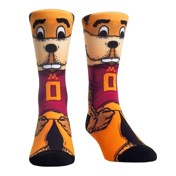 Rock Em NCAA HyperOptic Mascot Crew Socks -  Minnesota Golden Gophers