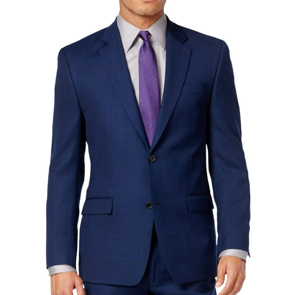 Shaquille O'neal Mens Textured Two Button Blazer Jacket, Blue, 44 Regular