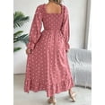 thumbnail image 3 of Women's Polka Dot Flounce Sleeve Midi Dress with 100% Polyester Fabric for Everyday Wear and Party Ready Style, 3 of 11