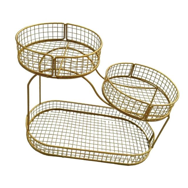 Cesta de frutas para encimera de cocina, gran capacidad, cesta de malla metálica para productos. Oro A