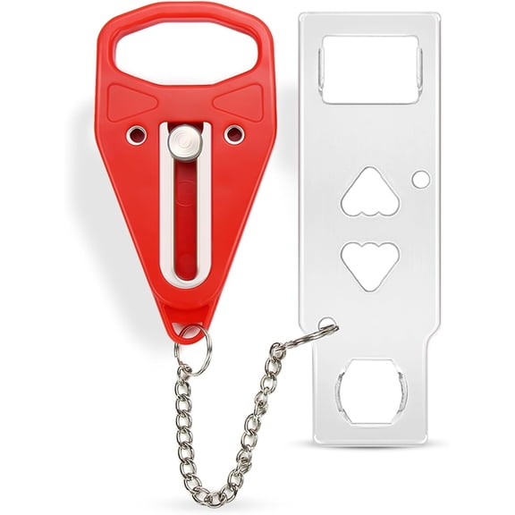 Portable Door Lock Extra Lock for Additional Privacy and Safety in Home, Hotel, Apartment, AirBNB - Red