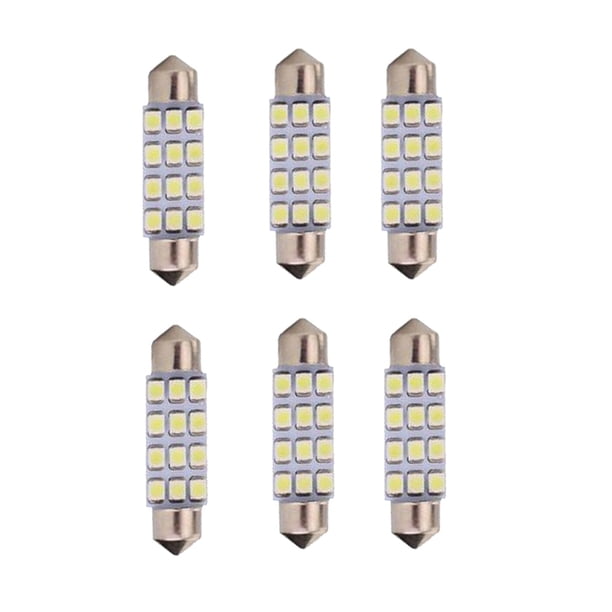 6 Piezas de Bombillas de Interior de Autos Pilas SMD de Potencia 3528 Luz de Guantera Trabajo de 50000 tiempo de tiempo de tiempo de de 42mm Yotijar Bombilla de luz LED