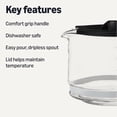 thumbnail image 2 of 5-Cup Glass Replacement Carafe for Coffee Maker, Comfort-Grip Handle, Dripless Spout, Black, 2 of 4