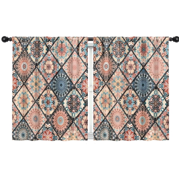 Blackout Kids Curtains,Multicolor Ethnic Mandala Pattern Childrens Insulated Curtains Set Of 2,Bedroom Essentials,Toddler Room Decor 42x54in(106x137cm)