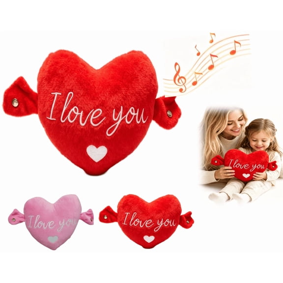 Magic Touch Interactive Music Plush Toy, Soft Musical Sensory Toy with Sound, Educational Learning Multiplayer Interactive Play, Birthday Gift (Red Heart)
