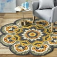 thumbnail image 2 of 6â€™ Round Gray and Gold Floret Area Rug, 2 of 8