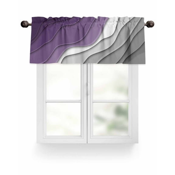 Purple Gray Beach Coastal Kitchen Valances for Windows Abstract Geometric Ocean Waves Valance Curtains for Kitchen /Living Room/Bedroom/ Bathroom Decor, 42"x12 " ,Rod Pocket 1 Panel,