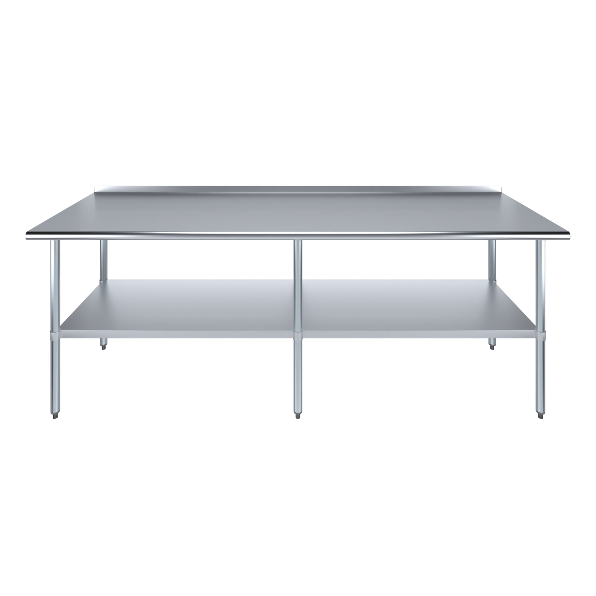 AmGood 30 in. x 96 in. Stainless Steel Work Table with 1.5 in. Backsplash | Metal Kitchen Food Prep Table