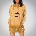 thumbnail image 2 of Pisexur Robes de Noël pour Femmes Mode Imprimé Verres à Vin Rouge Robes de Fête Décontractées à Manches Longues Sweat à Capuche Robes d'Automne de Noël Mini Robe avec Poches, 2 of 3