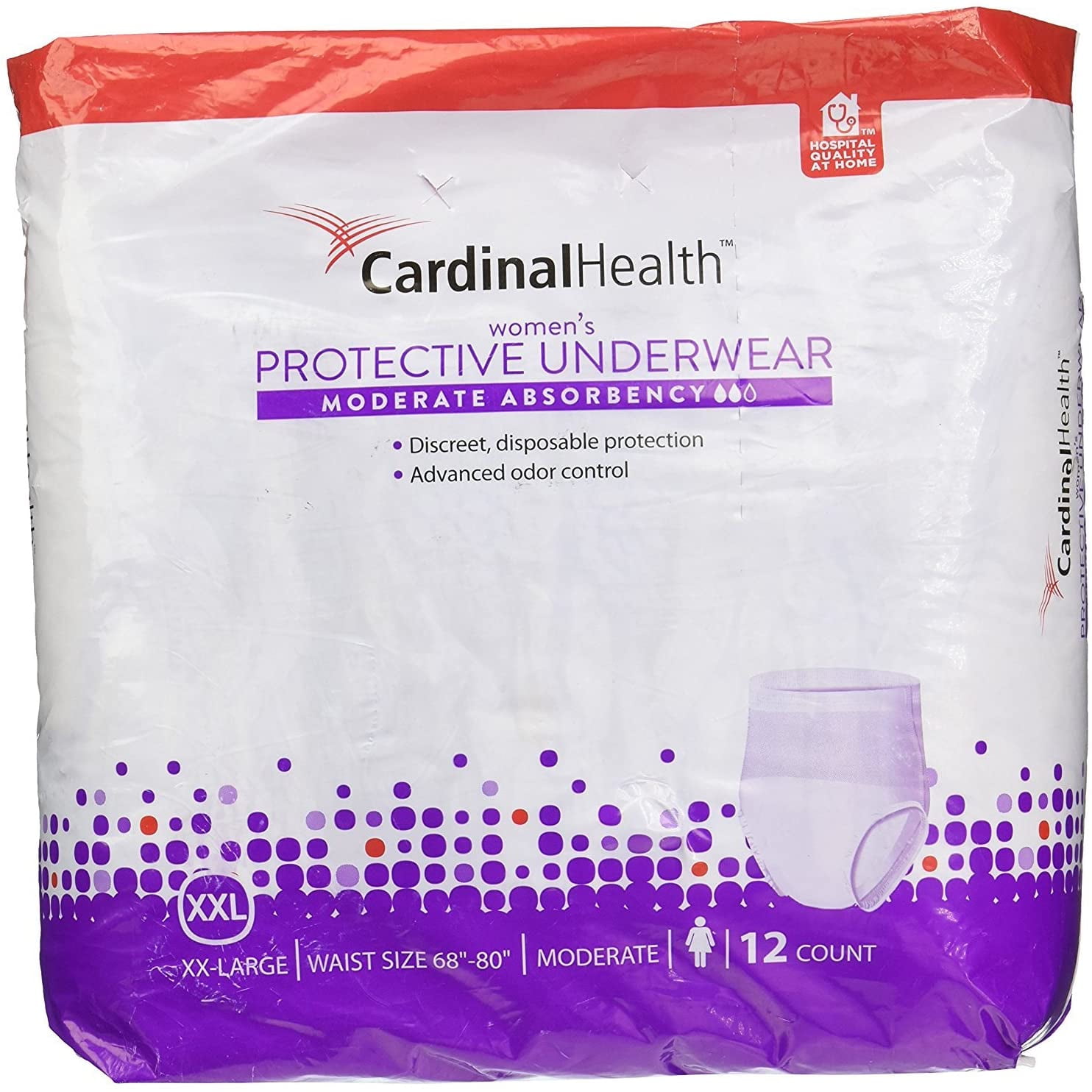 Cardinal Health Womens Moderate Absorbency Protective Underwear Xx Large Fits 65 80 Waist 2878