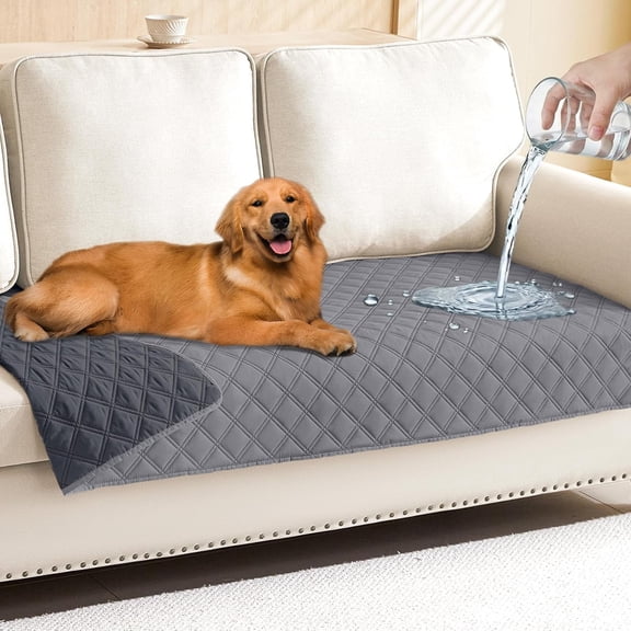 Smiry Waterproof Couch Covers for Dogs Washable, Reversible Pet 3 Cushion Sofa Friendly, Soft Furniture Protector Cat Kids, Checkered (30"x70", Grey/Dark Grey)