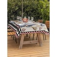 thumbnail image 3 of Outdoor Tablecloths with Umbrella Hole & Zipper, Vintage Gnomes 54x80 Inch Tablecloth Rectangle, Black Red Checkered Retro Art Waterproof Table Cloth, Patio/Pool/Picnic Table Covers, 3 of 8