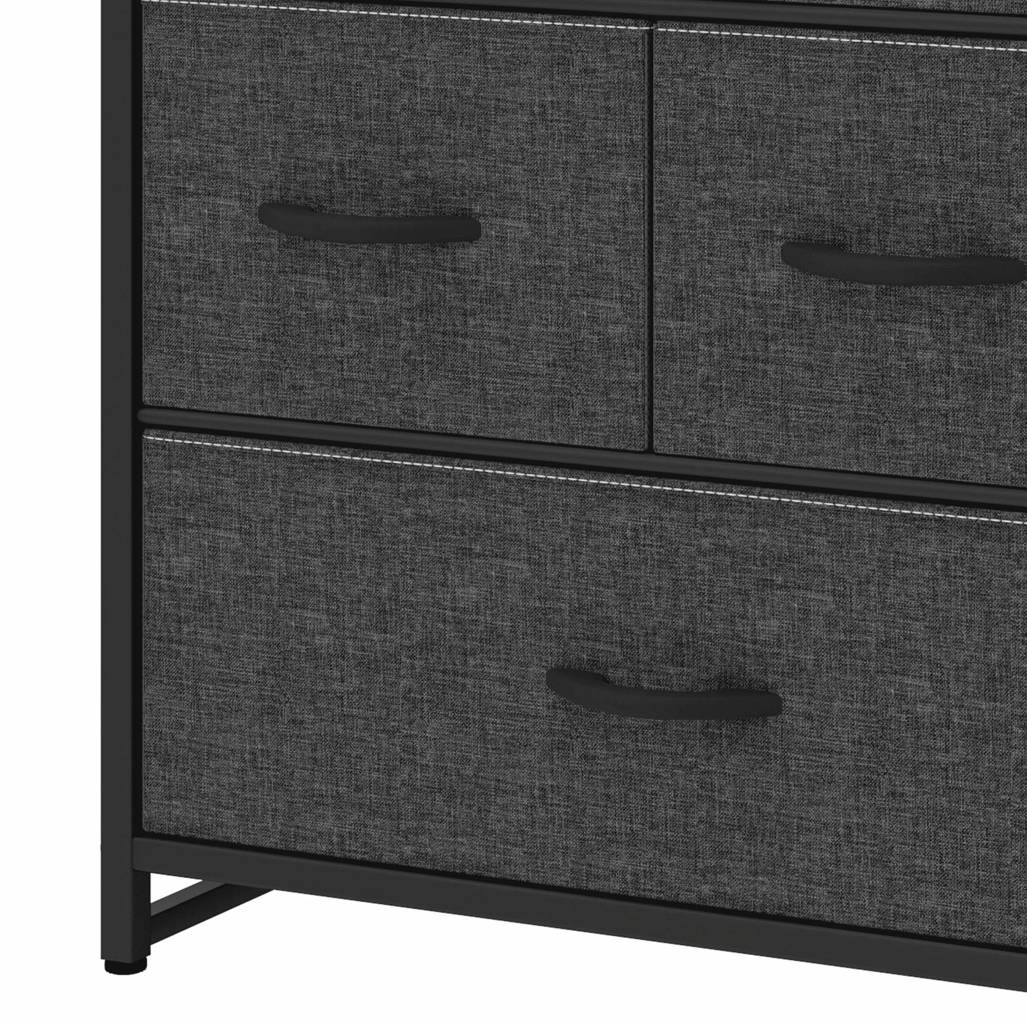 Uforic 7-Drawer Black-Gray Fabric Dresser withe Steel Frame for , Living Room and Study Room