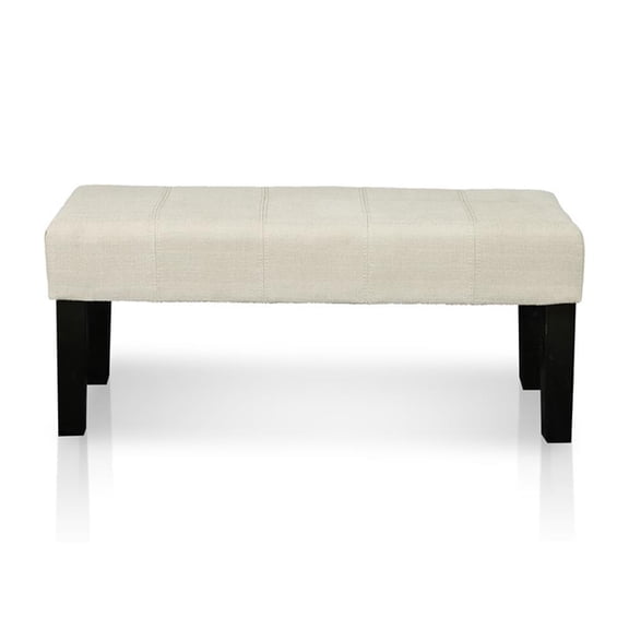 Furniture of America Parcey Contemporary Fabric Padded Bench in Ivory