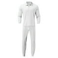 thumbnail image 4 of SOOMLON Mens Shirts Sports T-Shirts Tops Athletic Workout Shirt Formal Pants Sports Suit Slim Fit Fitness Running Two Piece Set White L, 4 of 5
