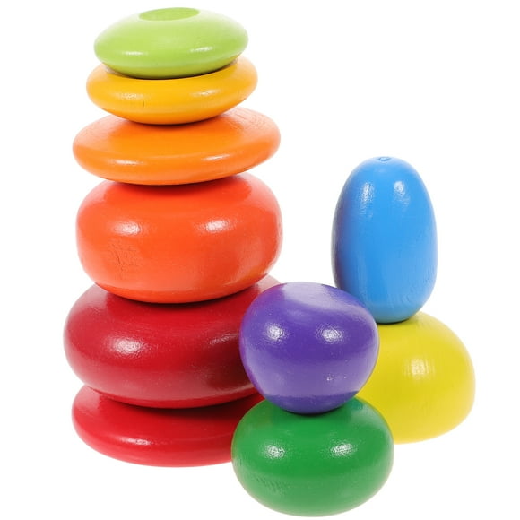10pcs Rainbow Stacking Stones Stacking Balancing Rocks Toy Early Educational Toys