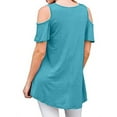 thumbnail image 3 of KVMeteor Women's Cold Shoulder Short Sleeve Tunic Tops Casual Loose Blouse Shirts, 3 of 3