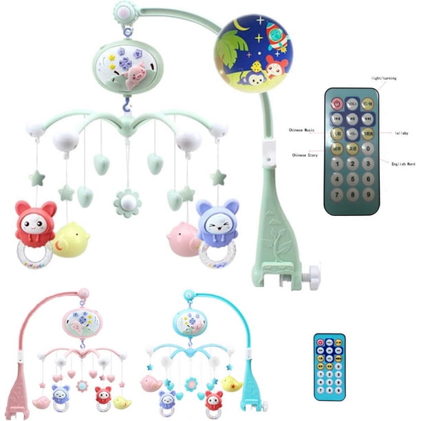 Musical Baby Crib Mobile Toys Toddler Bed Bell With Animal Rattles Projection Cartoon Early Learning Toys Green Walmart Com Walmart Com