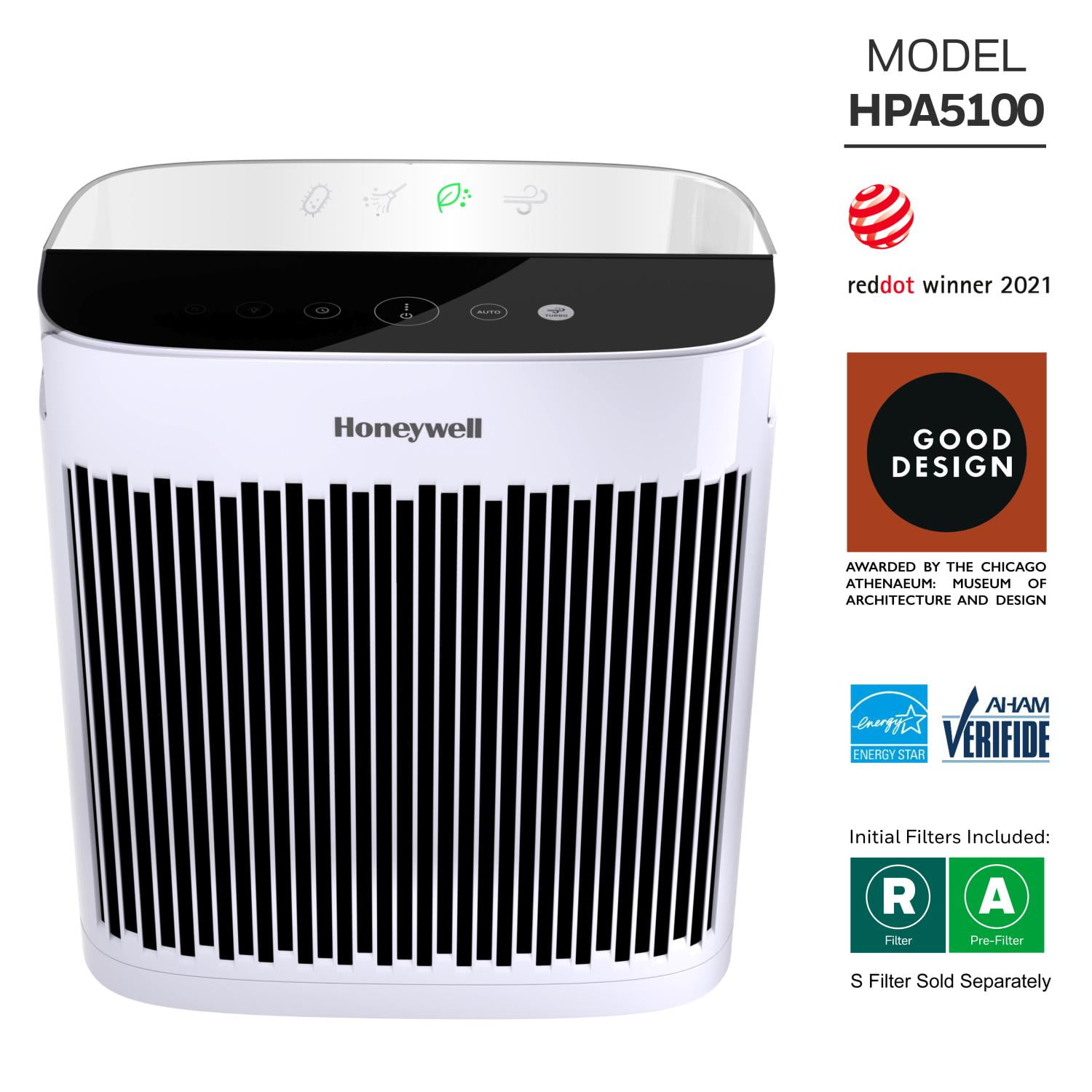 Honeywell Air Purifier HPA5100W 190 sq ft HEPA Filter Allergen