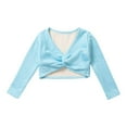 thumbnail image 3 of YONGHS Girls Long Sleeve Knot Ruched Dance Cardigan Shrug Ballet Wrap Sweater Tops Dress Cover Up Light Blue 9-10, 3 of 5