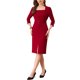 thumbnail image 2 of INSPIRE CHIC Vestido de Lápiz Midi de Oficina para Mujeres con Manga 3/4 y Cuello Cuadrado en Rojo, 2 of 5